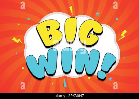 Big Win Message word bubble in in comic style Stock Vector