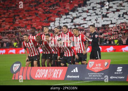 Bilbao, Spain. 04th Apr, 2023. The starting eleven of Athletic Club during the second leg of the semifinals of the SM El Rey Cup between Athletic Club and CA Osasuna, on April 04, 2023, at the San Mames Stadium, Bilbao, Spain. (Photo by Alberto Brevers/Pacific Press/Sipa USA) Credit: Sipa USA/Alamy Live News Stock Photo