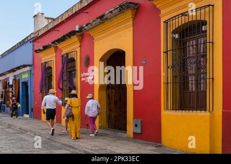 Famous pedestrian street Macedonia Alcala, Oaxaca historical center, Oaxaca de Juarez, Mexico Stock Photo