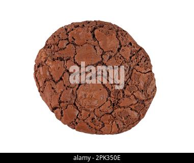 Chocolate round cookie, bisquit, chip cookies isolated on white background, top view, clipping path Stock Photo