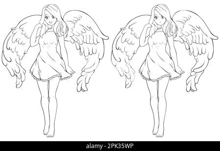 dark angel anime girl drawing