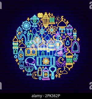 Ramadan Karem Neon Concept Stock Vector