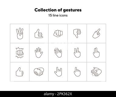 Collection of gestures line icons Stock Vector