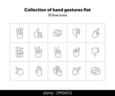 Collection of hand gestures flat icons Stock Vector