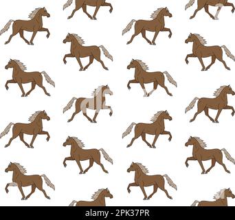 Vector seamless pattern of hand drawn doodle sketch colored Iceland horse isolated on white background Stock Vector
