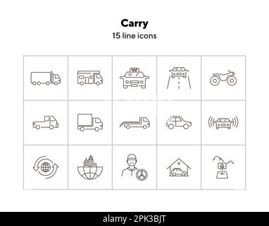 Carry line icon set Stock Vector