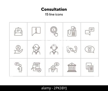 Consultation line icon set Stock Vector