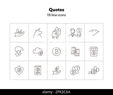 Quotes line icon set Stock Vector
