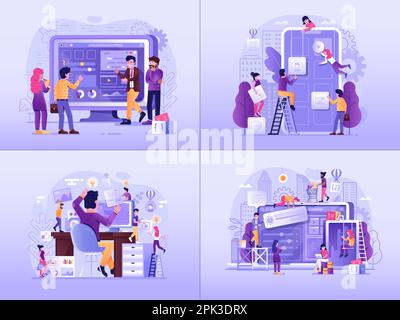 Website and App Developing Gradient Design Scenes Stock Vector