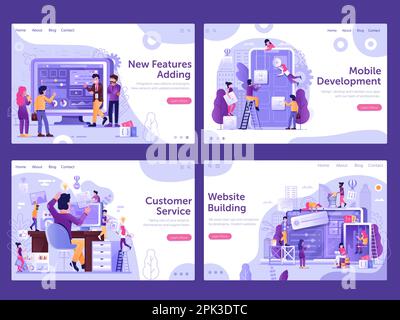Website and App Developing Gradient Design Banners Stock Vector