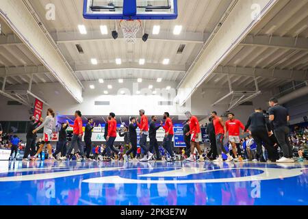 Wilmington, Delaware, USA. 4th Apr, 2023. Rio Grande Valley Vipers players on the court prior to game one of the NBA G League Finals between the Delaware Blue Coats and the Rio Grande Valley Vipers Thursday, Mar. 30, 2023; at the Chase Fieldhouse in Wilmington, DE. (Credit Image: © Saquan Stimpson/ZUMA Press Wire) EDITORIAL USAGE ONLY! Not for Commercial USAGE! Stock Photo