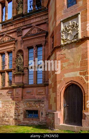 Heidelberg Castle, Heidelberg, Baden-Württemberg, Germany, Europe, the Ottheinrich Building located in the east of the castle. Stock Photo