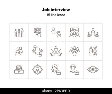 Job interview line icon set Stock Vector
