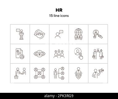 HR line icon set Stock Vector