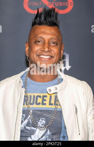 Las Vegas, US, April 4, 2023  DJ Ravidrums attends Vaja World Premiere Music Video 'People Are People'  at TCL Chinese Theater on April 4, 2023 Stock Photo