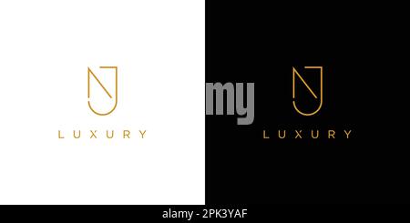 Luxury and modern NJ logo design Stock Vector