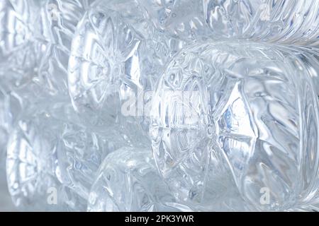 Water in plastic bottles closeup, background Stock Photo