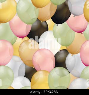 Realistic balloons seamless pattern background. Vector illustration. Stock Vector