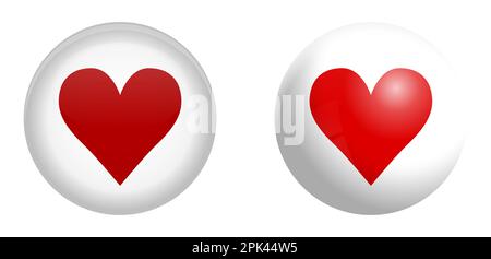 Red heart symbol in white sphere or 3d circle Stock Vector