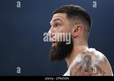 Belgrade, Serbia, 31 March 2023. Vincent Poirier of Real Madrid reacts during the 2022/2023 Turkish Airlines EuroLeague match between Partizan Mozzart Bet Belgrade and Real Madrid at Stark Arena in Belgrade, Serbia. March 31, 2023. Credit: Nikola Krstic/Alamy Stock Photo