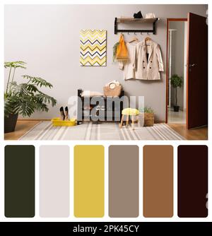 Color palette and photo of hallway interior. Collage Stock Photo - Alamy