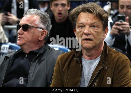 Belgrade, Serbia, 31 March 2023. Serbian actor Dragan Bjelogrlic reacts during the 2022/2023 Turkish Airlines EuroLeague match between Partizan Mozzart Bet Belgrade and Real Madrid at Stark Arena in Belgrade, Serbia. March 31, 2023. Credit: Nikola Krstic/Alamy Stock Photo