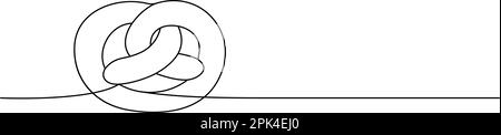 Pretzel one line continuous drawing. Bakery pastry products continuous one line illustration. Vector minimalist linear illustration. Isolated on white Stock Vector