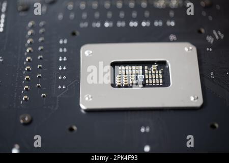 Installing a new processor in a home laptop by yourself Stock Photo