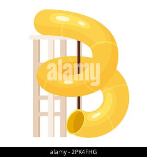 Spiral waterpark pipe. Amusement aquapark slides, summer swimming pool vector illustration Stock Vector