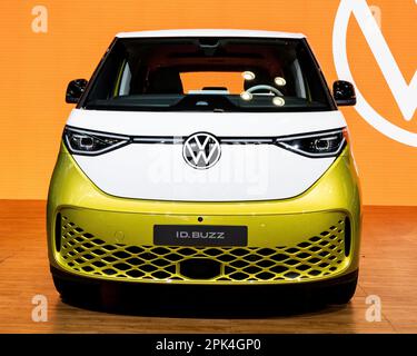 New York, United States. 05th Apr, 2023. A Volkswagen (VW) ID. Buzz at the New York International Auto Show held at the Jacob Javits Convention Center in New York City. Credit: SOPA Images Limited/Alamy Live News Stock Photo