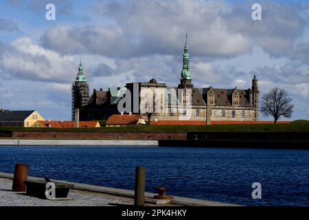 Helingor /Denmark/05 April 2023/ Kronborg castle denamrk's most famous castle Hrlmrt casdtle in habour town ovr looking viw of Helingborg Seden   (Photo.Francis Joseph Dean/Dean Pictures) Stock Photo