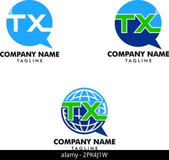 Set of Initial Letter TX Bubble Talk Logo Template Vector Stock Vector