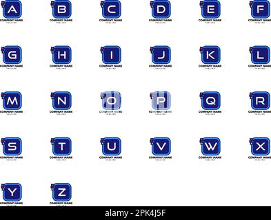 Set of Initial Letter Logo Square Rounded Corners with Pixel Element Stock Vector