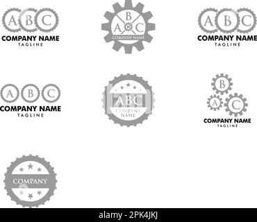 Set of Initial Letter Gear Logo Design Template Stock Vector
