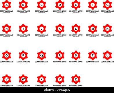Set of Initial Letter Gear Logo Design Template Stock Vector