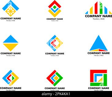Set of Abstract triangle design logo vector template Stock Vector