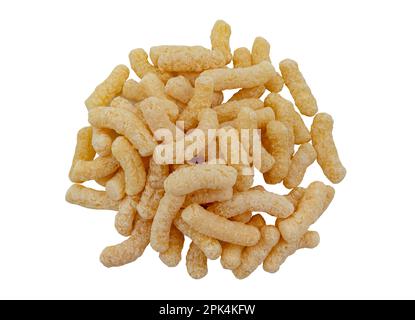 Corn sticks on a white background. Hill with corn sticks close-up Stock Photo