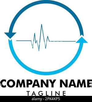 Pulse with arrow circle logo template Stock Vector