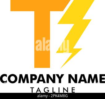 Letter T lightning logo icon design template elements Stock Vector