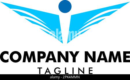 People logo and wing design combination Stock Vector