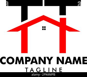 Initial Letter TT House Real Estate Logo Design Stock Vector