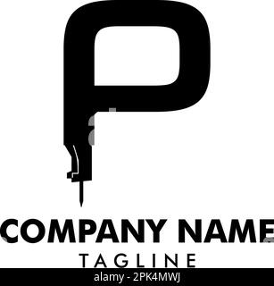 Initial logo letter P with icon stone breaker vector design Stock Vector