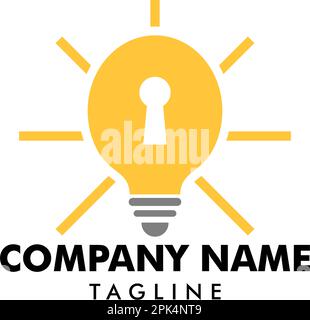 Light Bulb with Keyhole Icon Logo Vector Symbol Stock Vector