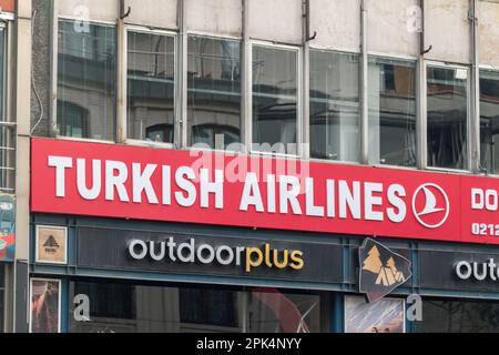 Istanbul, Turkey - December 11, 2022: Logo of Turkish Airlines, national flag carrier airline of Turkey. Stock Photo