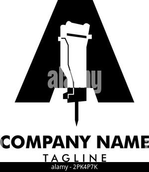 Initial logo letter A with icon stone breaker vector design Stock Vector