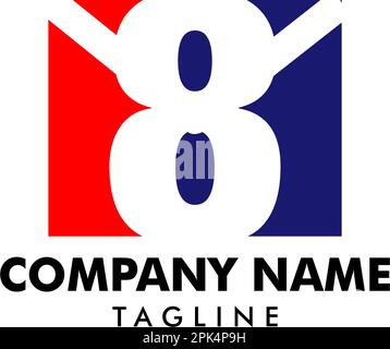 Initial Letter 8 or Number Eight Mail Logo Template Design Stock Vector