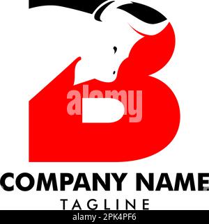 Initial Letter B with Bulls Design Logo Vector Graphic Branding Letter Element Stock Vector
