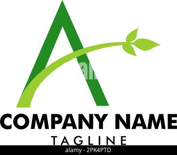 Initial Letter A With Leaf Logo Stock Vector