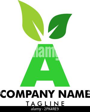 Initial Letter A With Leaf Logo Stock Vector