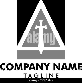 Initial Letter A Sword Logo Design Template Stock Vector